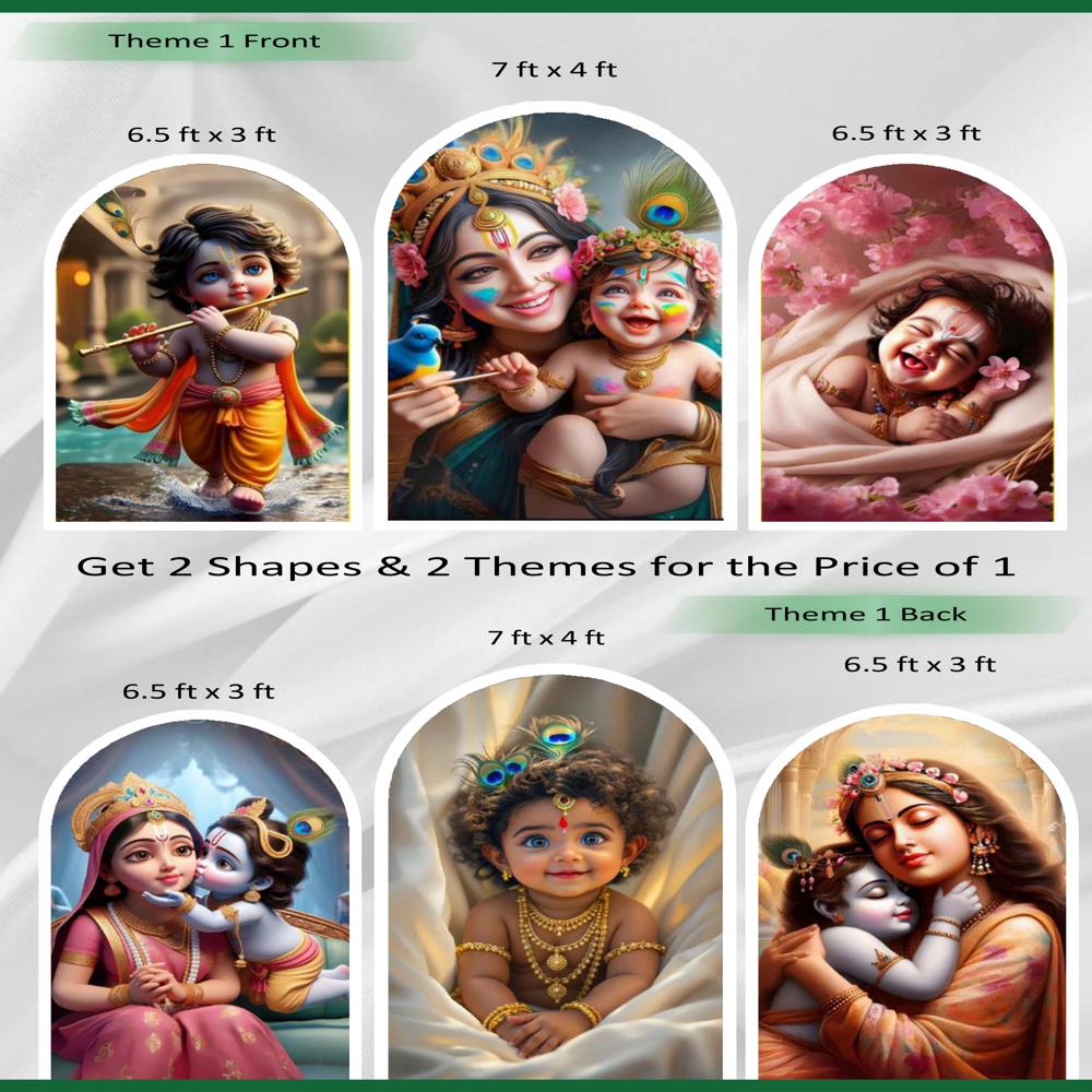 Premium Arch Backdrop Set (3 Pcs) - Divine Krishna Italian Fabric Collection