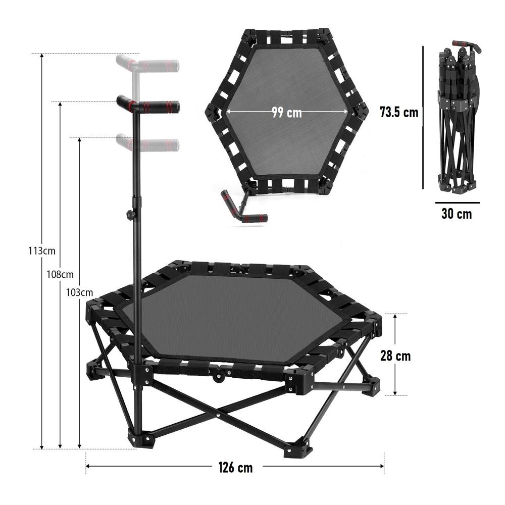 Dolphy 48-Inch Foldable Elastic Mini Trampoline with Handle (150kg Cap)