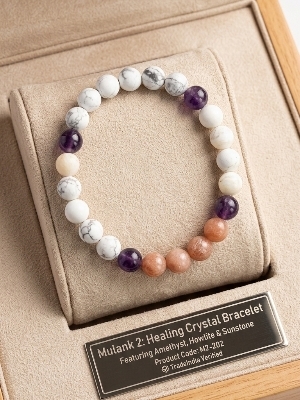Mulank 2 Healing Crystal Bracelet With Amethyst, Howlite & Sunstone - Gender: Unisex