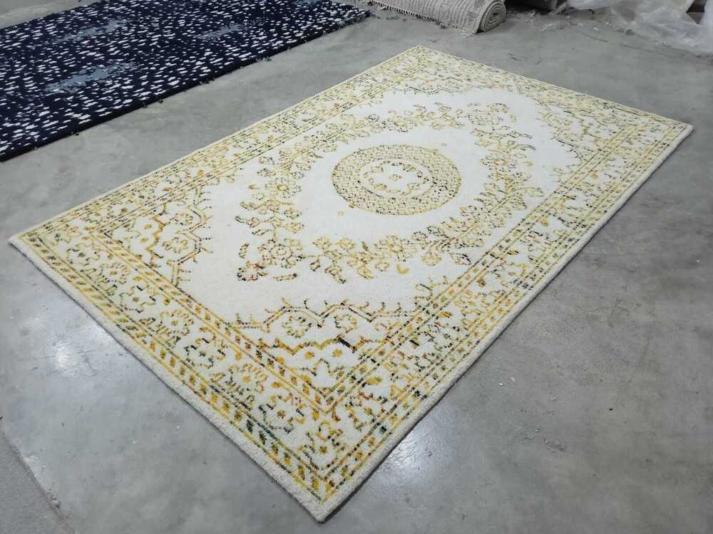 Golden And White Rug