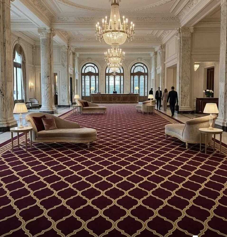 Rich Maroon And Gold Moroccan Carpet