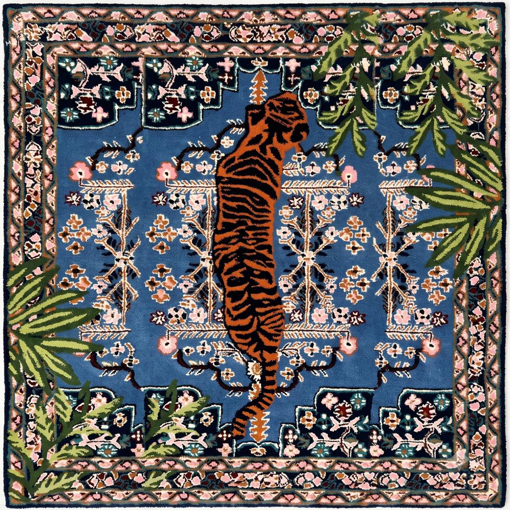 Tiger Printed Hand Tufted Wool Rug Handmade Animal Design Area Rug - Backing Material: Canvas Latex