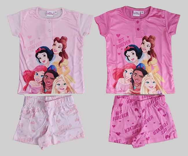 B16762 Boys and Girls Character Print Shorty Sets