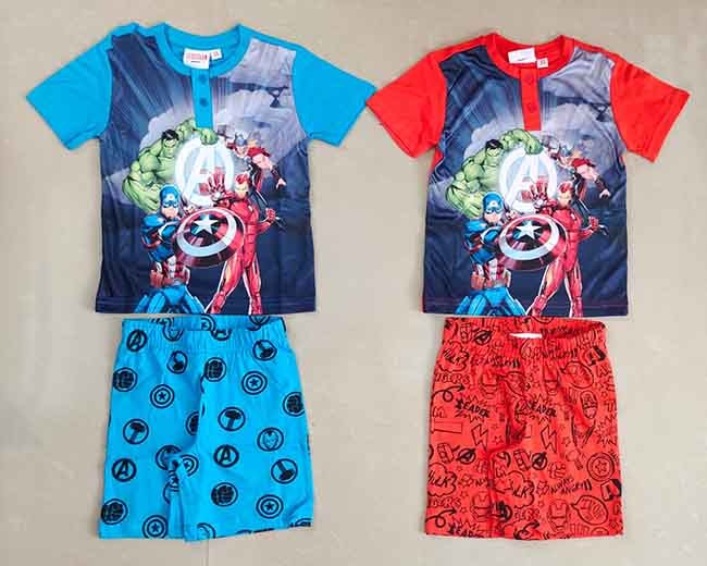 B16762 Boys and Girls Character Print Shorty Sets