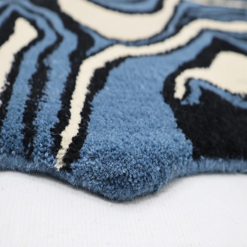 Blue Melting Runner Rug Tufted Wool Rug