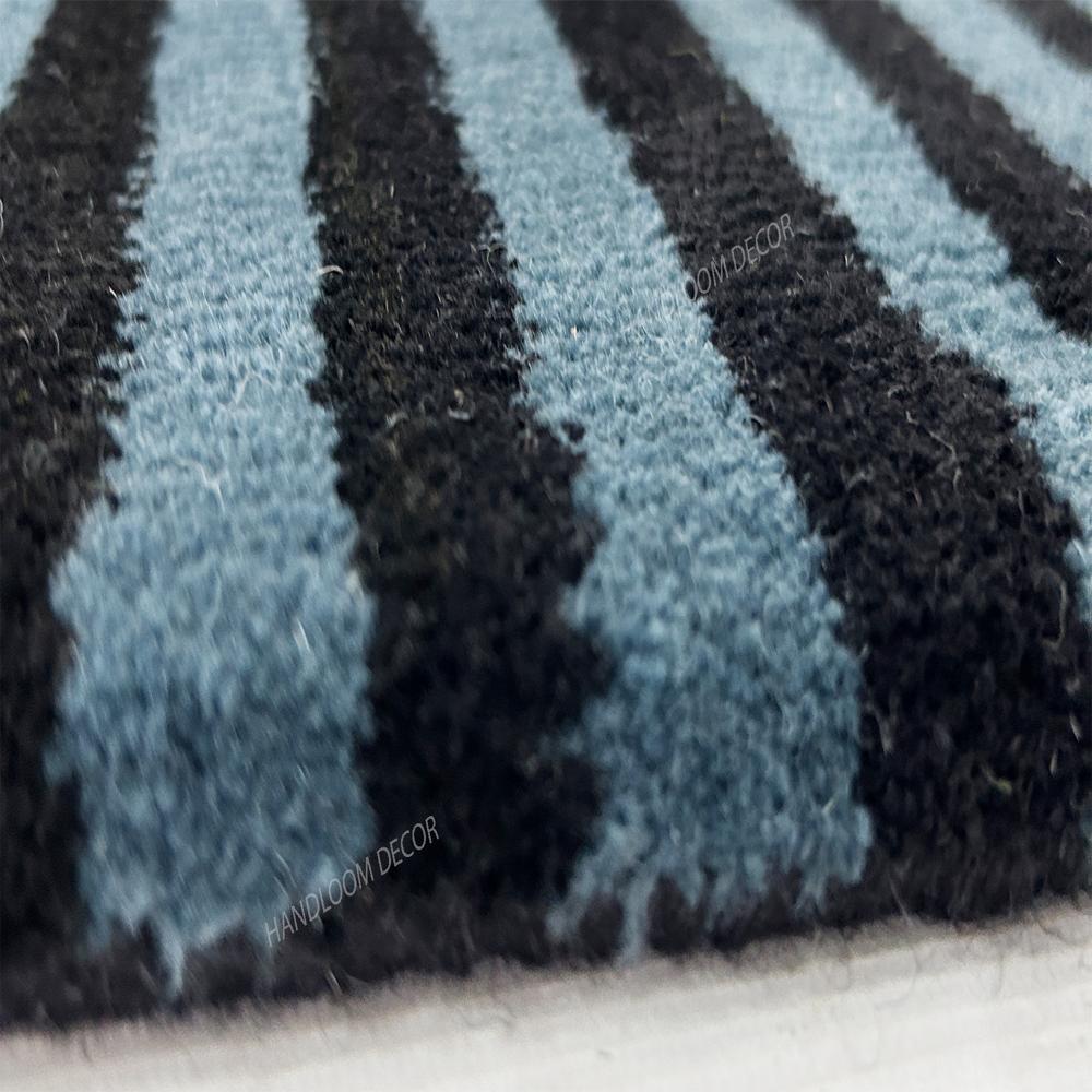 Blue Melting Runner Rug Tufted Wool Rug