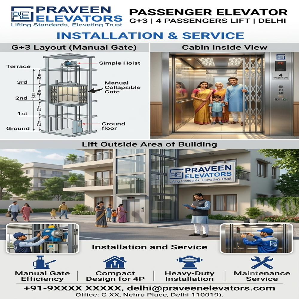 Passengers Lift Installation And Service For Madhya Pradesh G+3 Floors, 4-6 Passengers