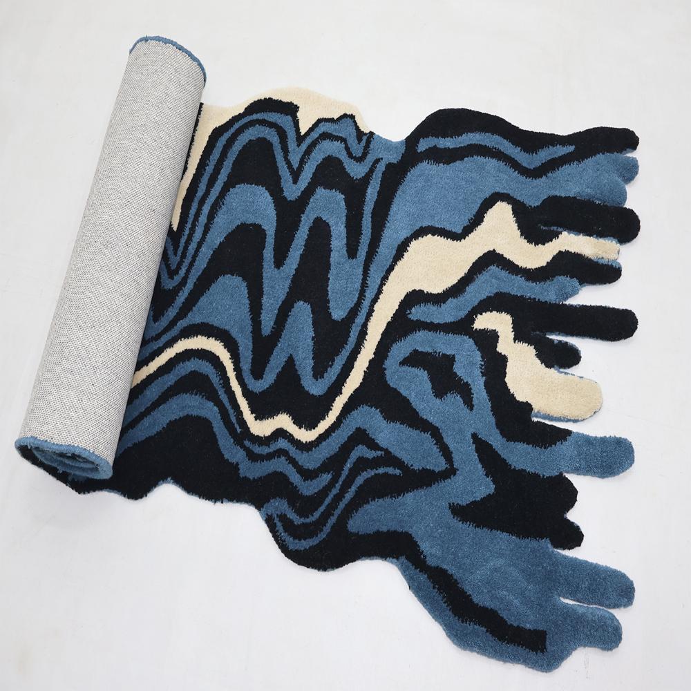 Blue Melting Handmade Hand Tufted Wool Rug