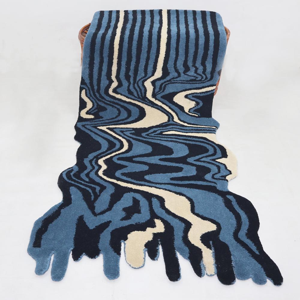 Blue Melting Handmade Hand Tufted Wool Rug