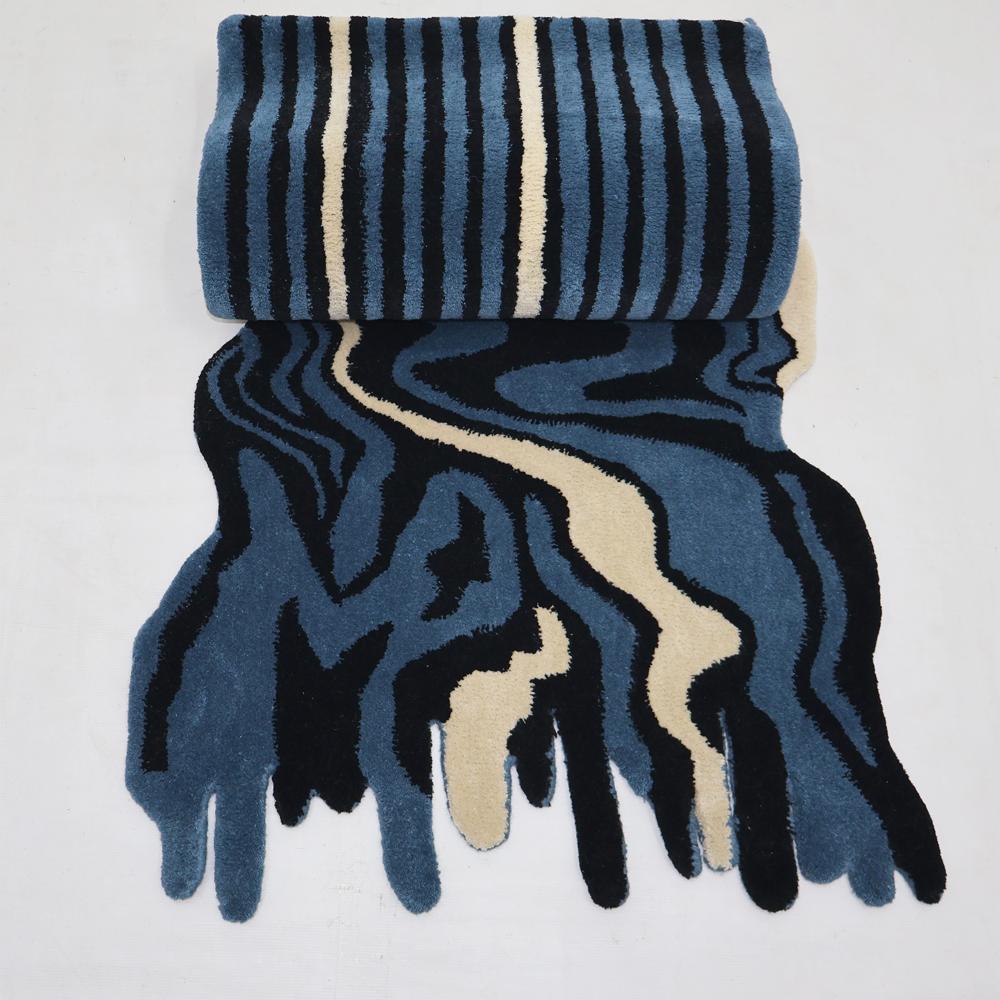 Blue Melting Handmade Hand Tufted Wool Rug