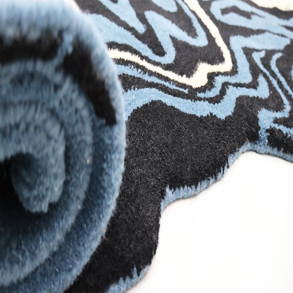 Blue Melting Handmade Hand Tufted Wool Rug
