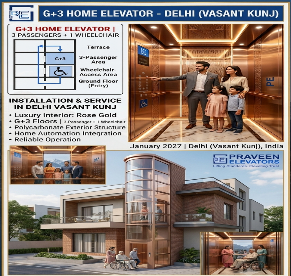 Passenger Customized Standard Passenger Elevator Installation And Services G+3, 4 Passenger At Delhi And Ncr - Capacity: 272 Kg