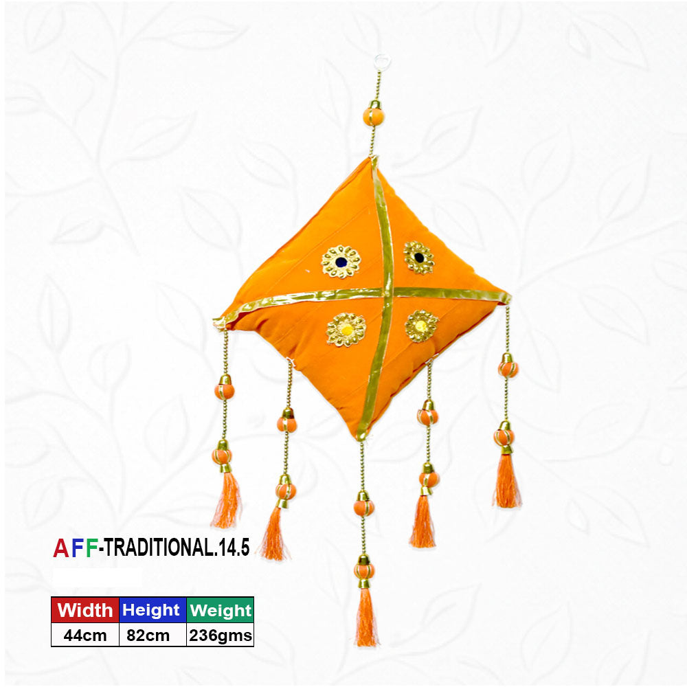 Artificial Traditional Crimson Velvet Kite Orange Latkan