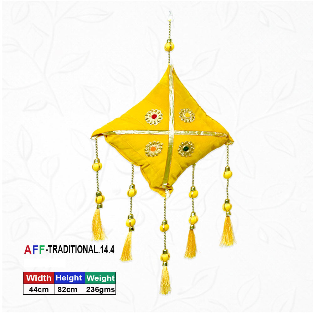 Artificial Traditional Crimson Velvet Kite Yellow Latkan