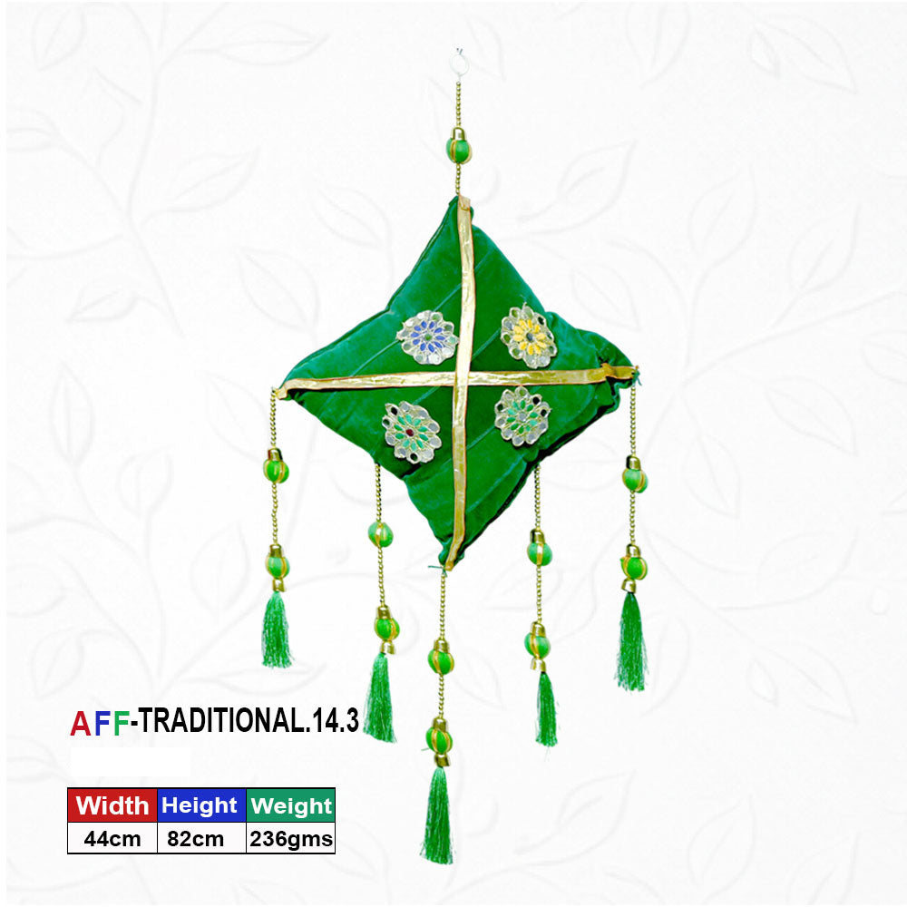 Artificial Traditional Crimson Velvet Kite Green Latkan