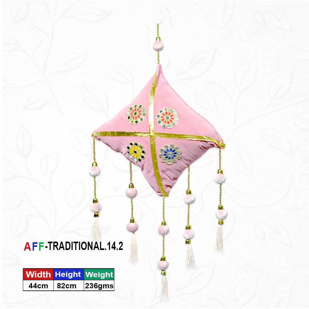 Artificial Traditional Crimson Velvet Kite Pink Latkan