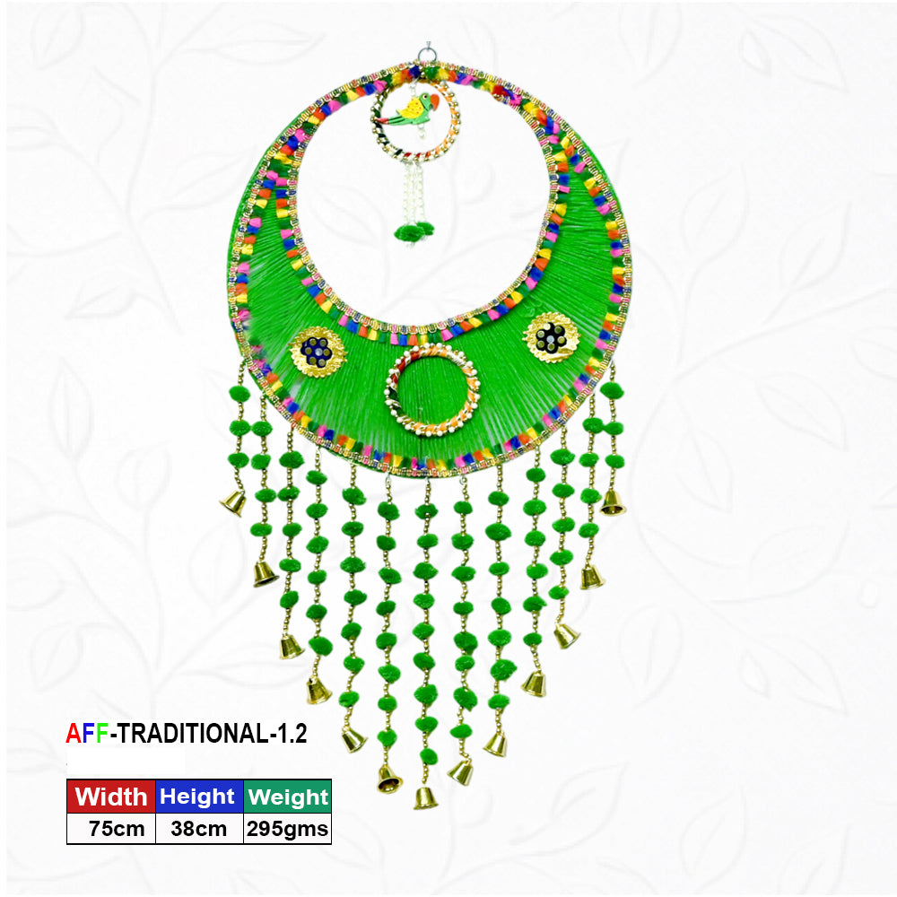 Artificial Traditional Crescent Moon Green Hanging
