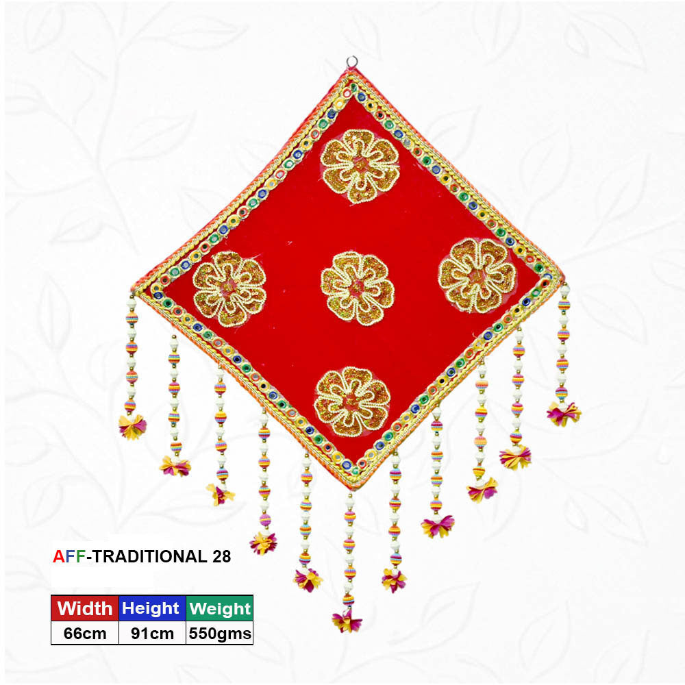 Traditional Red Floral Diamond Medallion
