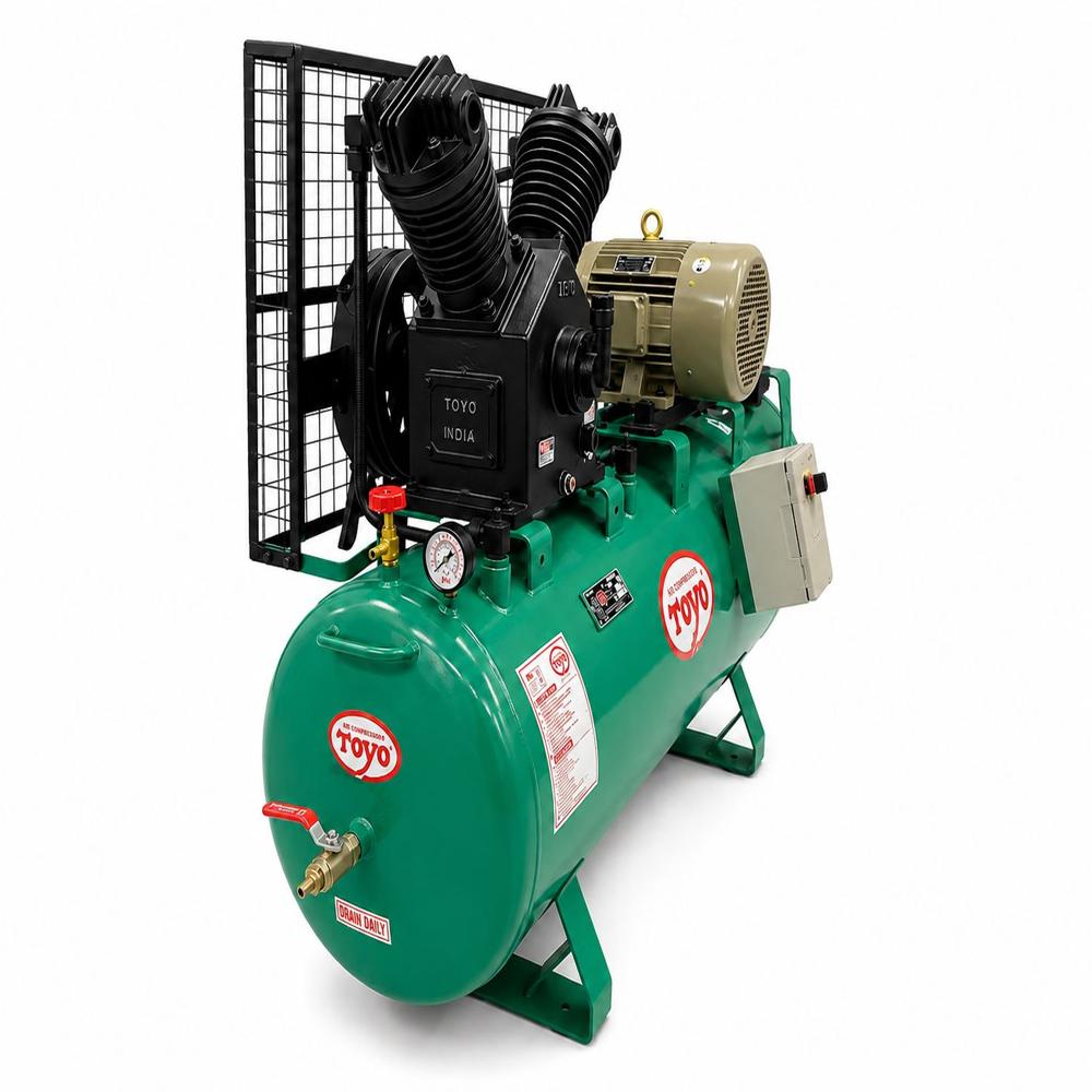 10Hp 300 Litres Double Piston Toyo Reciprocating Compressor 