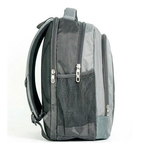 Dark Grey Printed Canvas Unisex School Bag