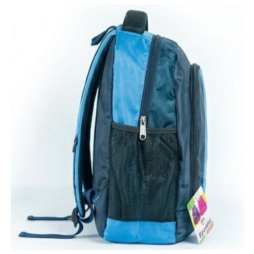 Skyblue Printed PU Coated Unisex School Bag