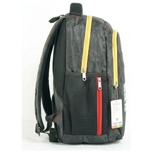 Black Printed Canvas Unisex School Bag