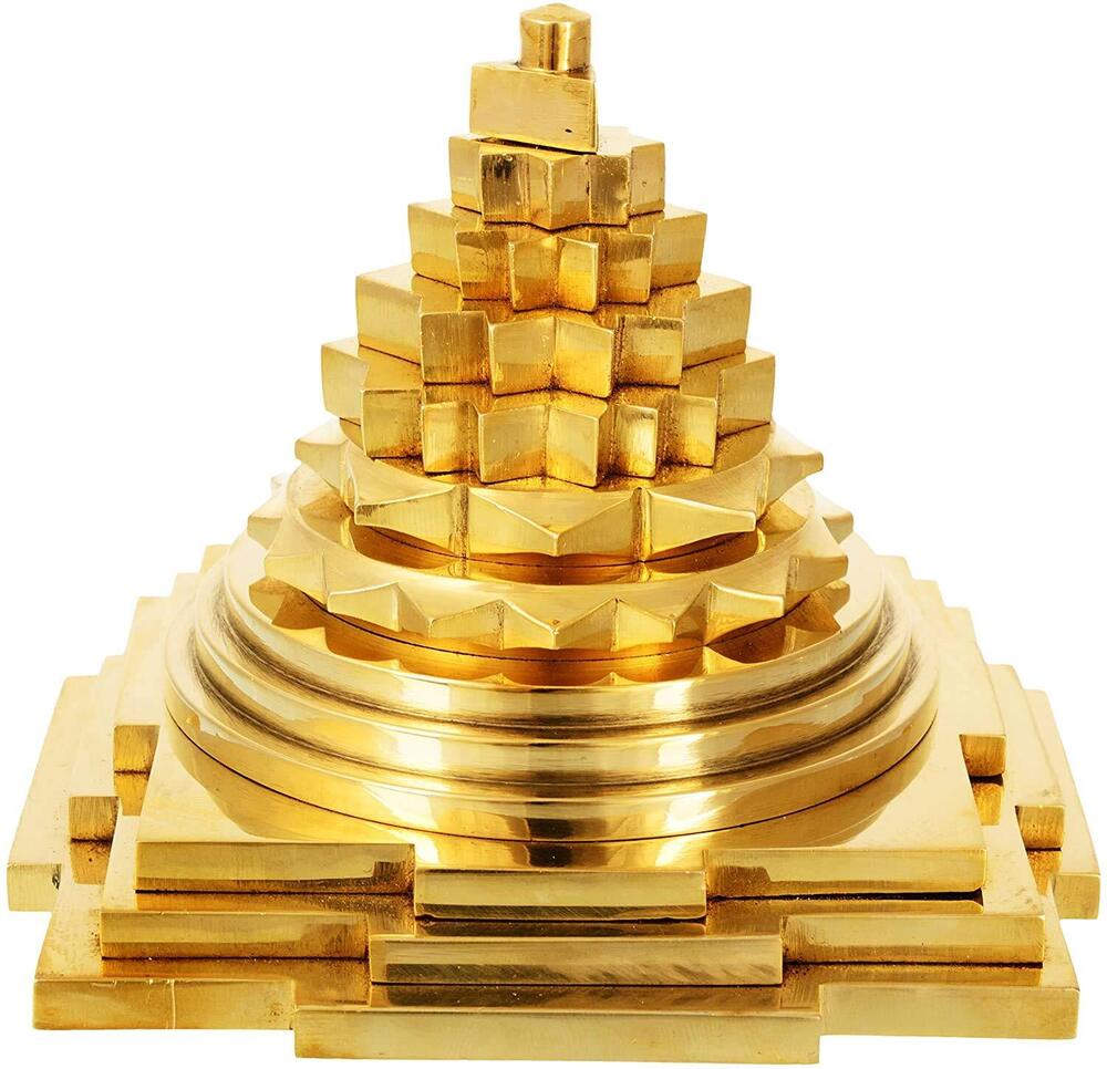 Golden Energized Brass Meru Prusth Shree Yantra