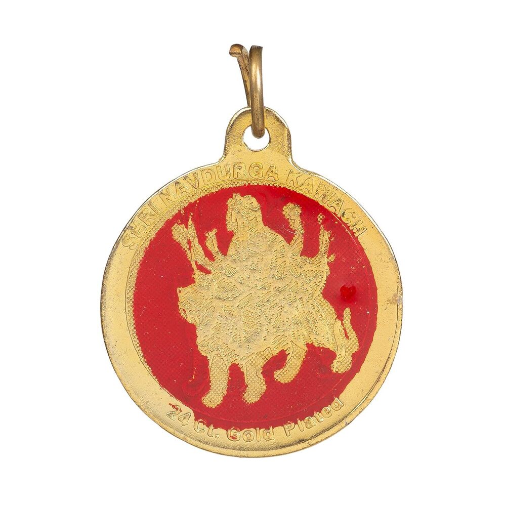 Red Golden Gold Plated Durga Bisa Yantra Plated Pendant