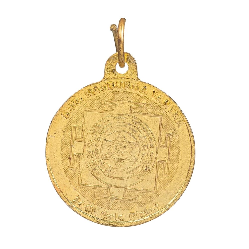 Red Golden Gold Plated Durga Bisa Yantra Plated Pendant