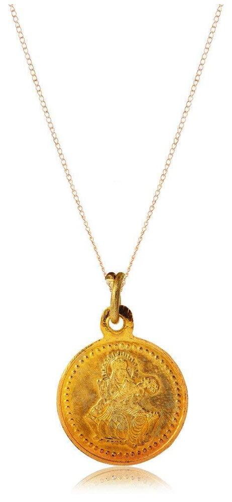 Golden Golden Plated Brass Saraswati Yantra Pendant