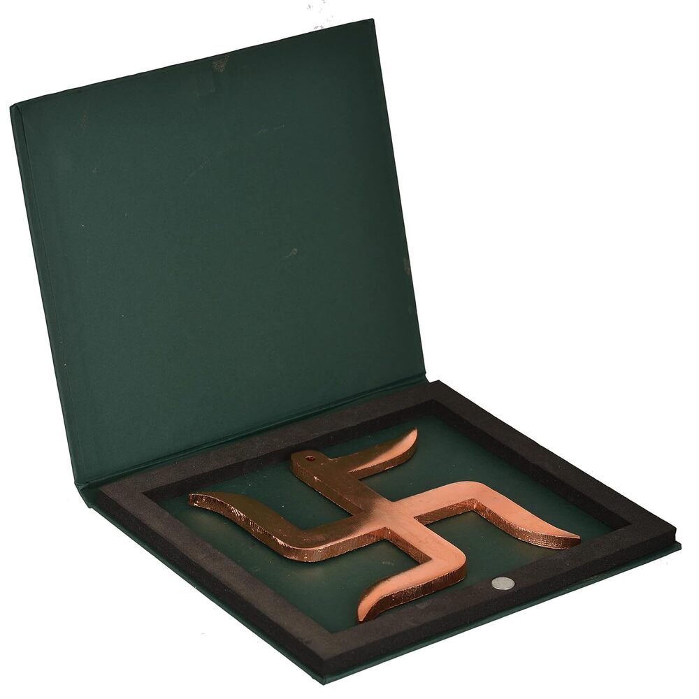 Brown Big Swastik Pure Copper Wall Hanging