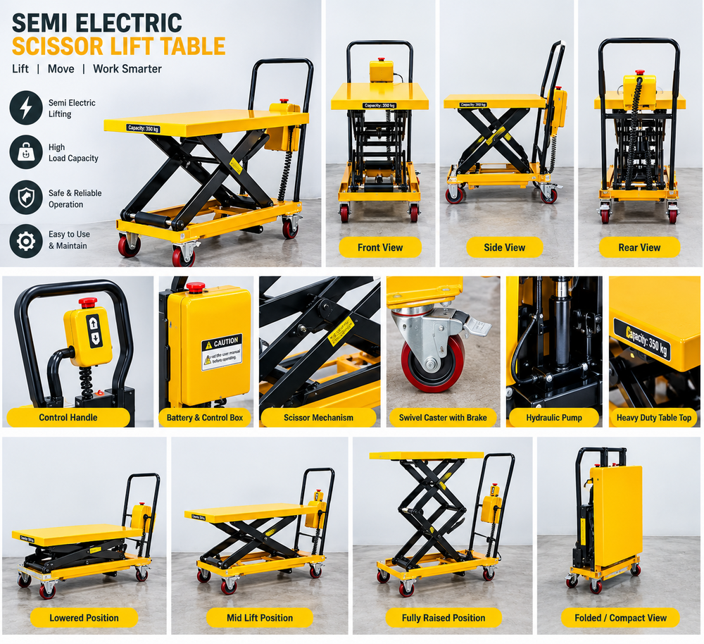 Semi Electric Scissor Lift Table - Feature: High Load-Bearing