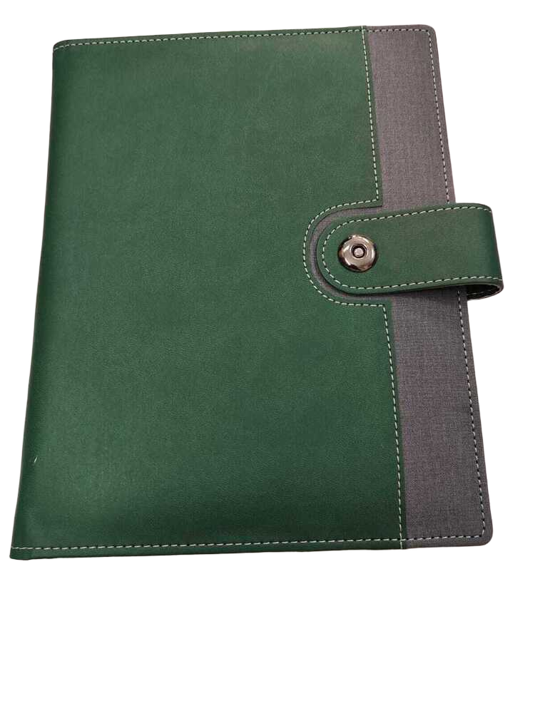 Green Office Note Book Cover with Card Slots