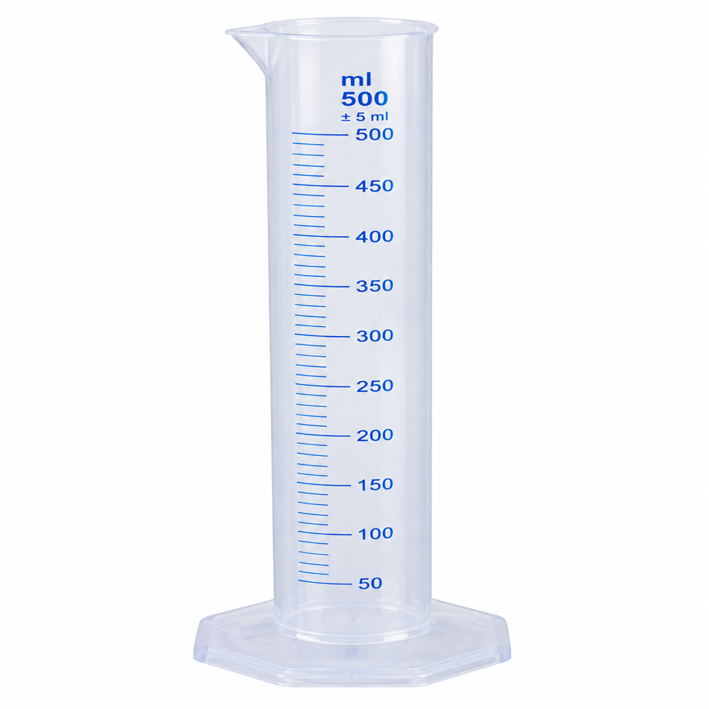 Measuring Cylinder 500 Ml (Hexagonal) - Equipment Materials: Plastic