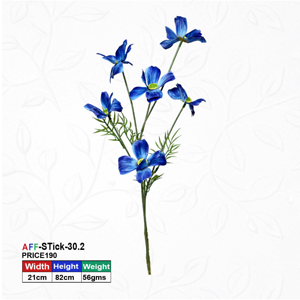 Artificial Cosmos Flowers Branch Dark Blue