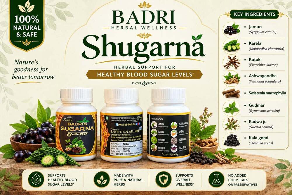 4sgr08 Sugarana Tablet - Plastic Bottle, 60 Herbal Green/brown Tablets | Natural Blood Sugar Support, Ayurvedic Ingredients, No Artificial Additives