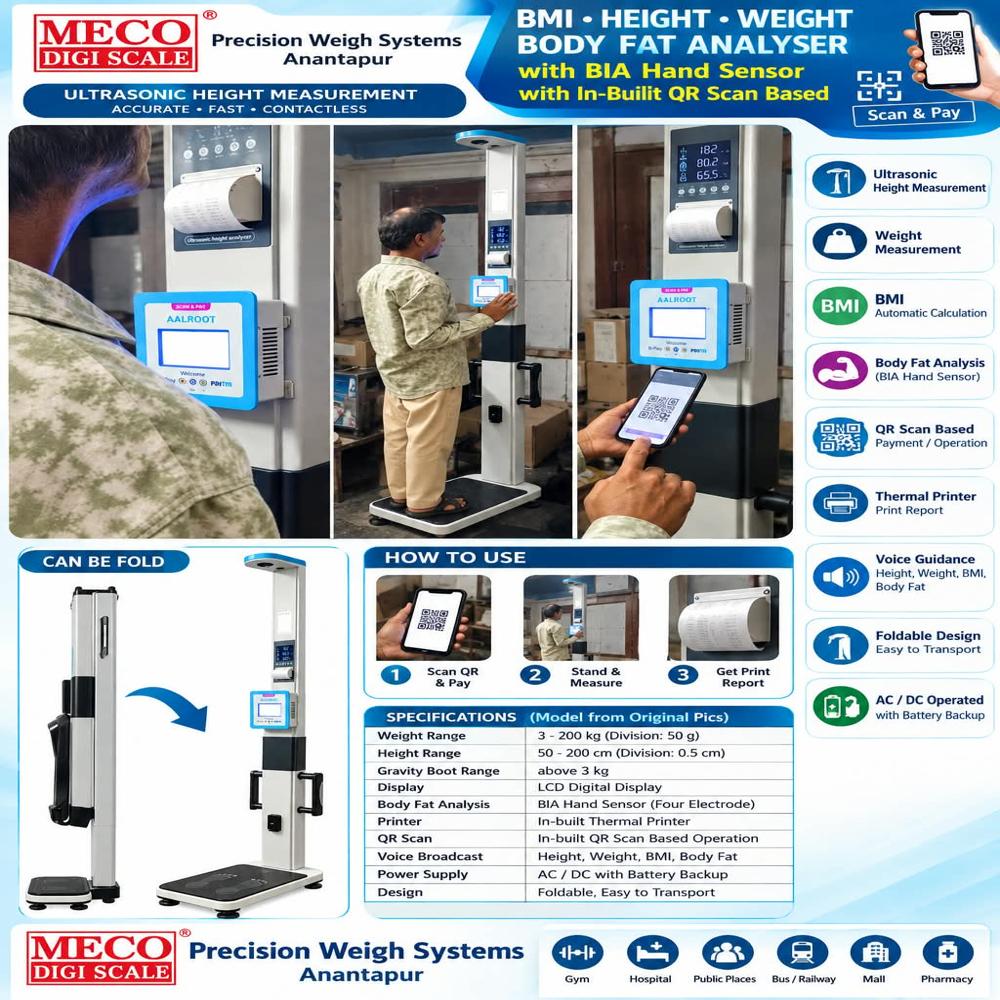 Bmi+ Fat Analyzer With Qr-Scanner - Accuracy: 100 Gm