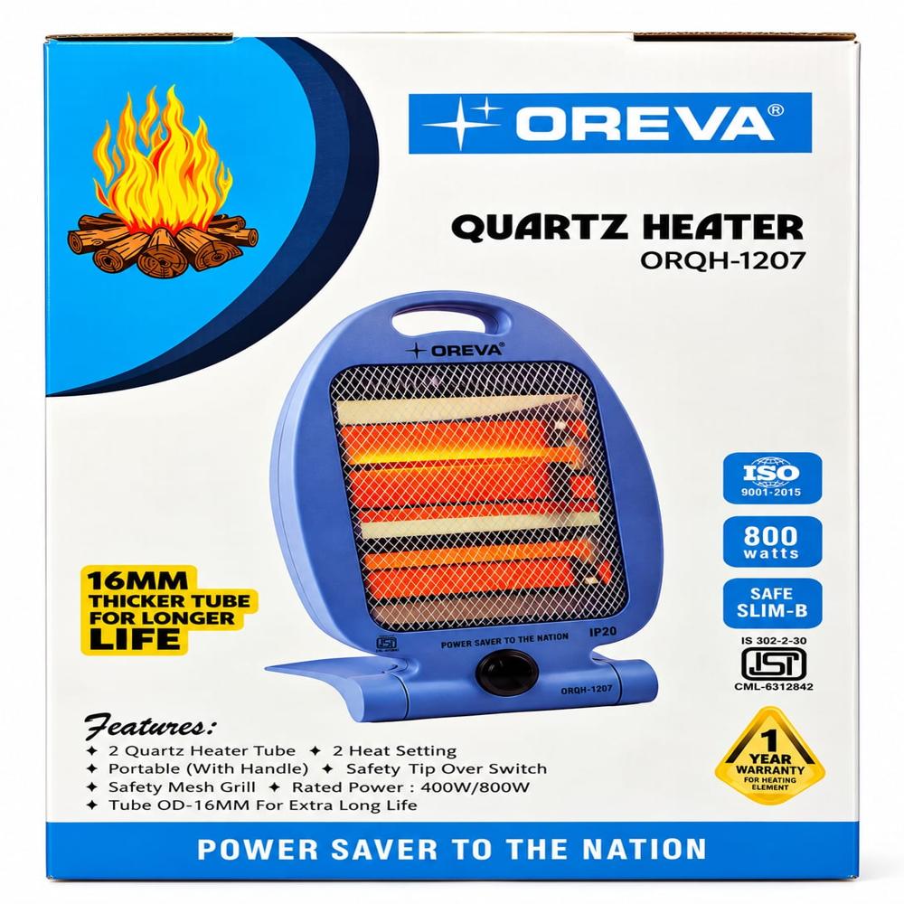 OREVA ORQH-1207 Quartz Room Heater, 2 Rod Portable Electric Heater for Home & Office