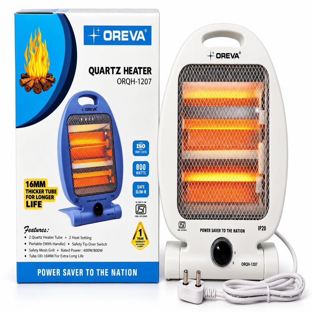 OREVA ORQH-1207 Quartz Room Heater, 2 Rod Portable Electric Heater for Home & Office