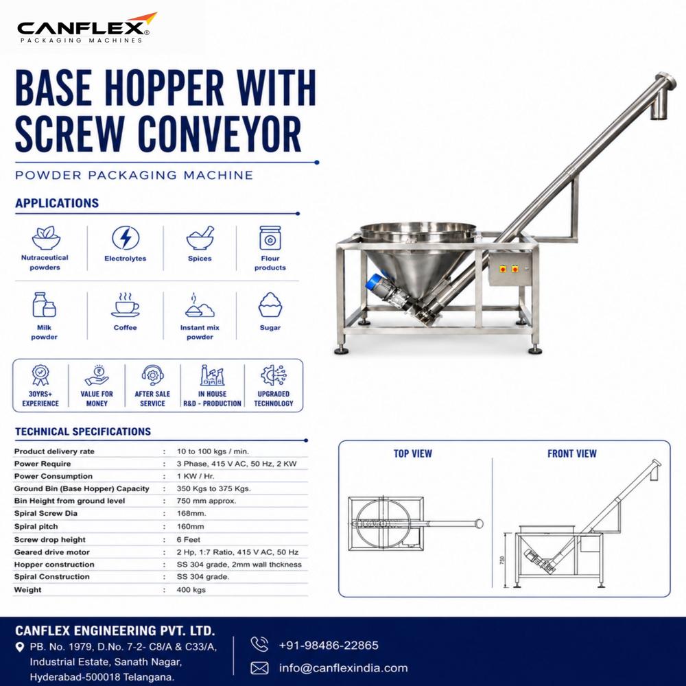 Base hopper with screw conveyor