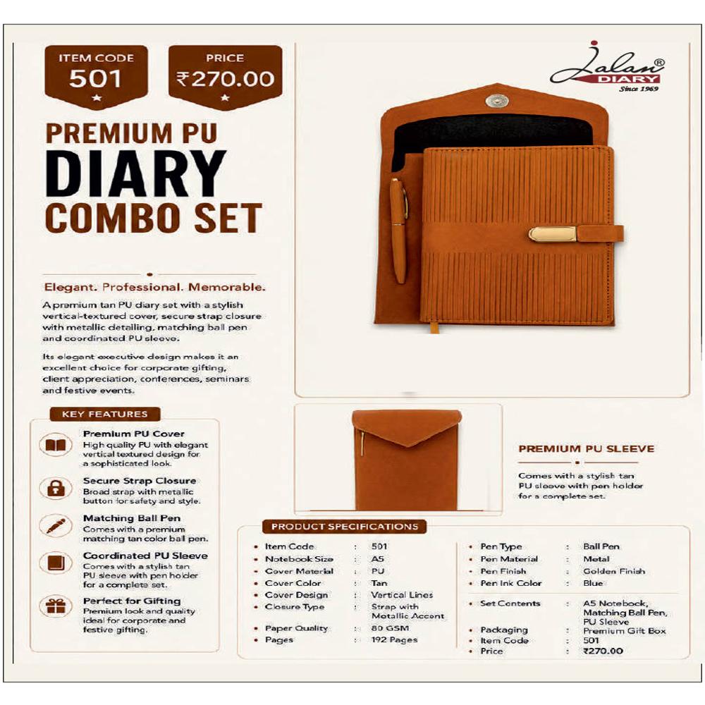 Jalan Item Code -501 Premium Pu Diary Combo Set