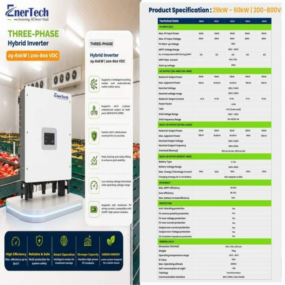 EnerTech 60 kW Three-Phase Solar Hybrid Inverter