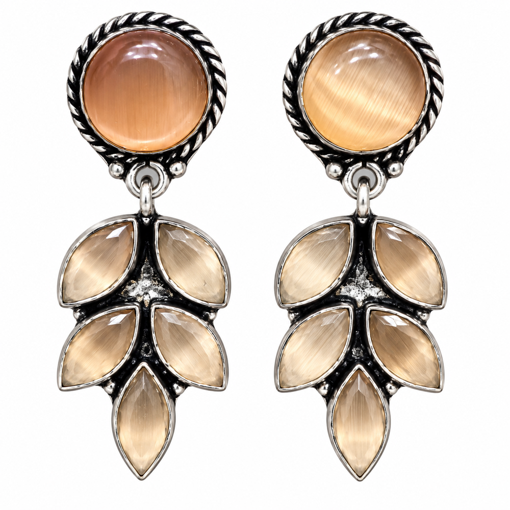 Artificial Peach Color Fashion Dangle Drop Earrings - Grade: A