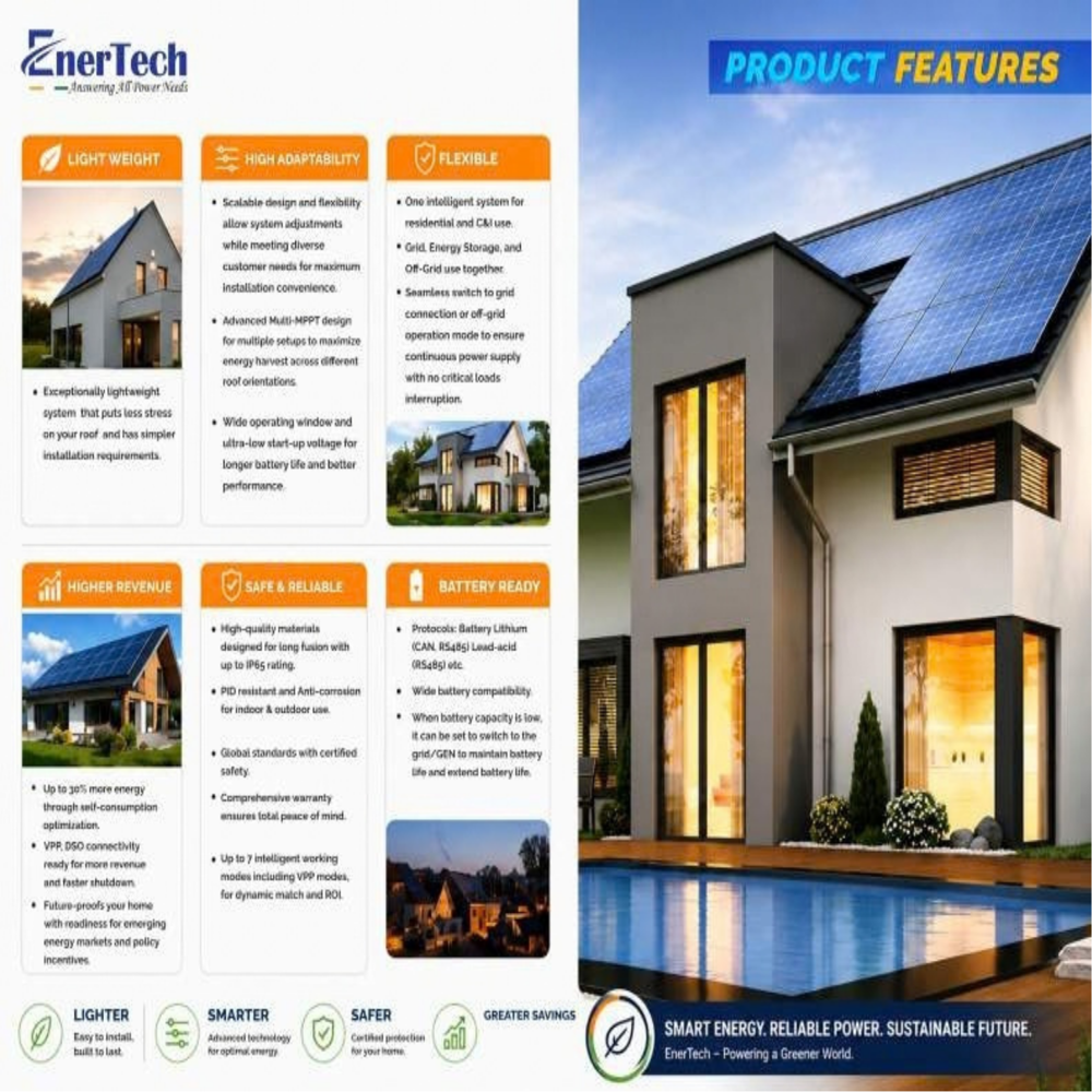 EnerTech 50 kW Three-Phase Solar Hybrid Inverter