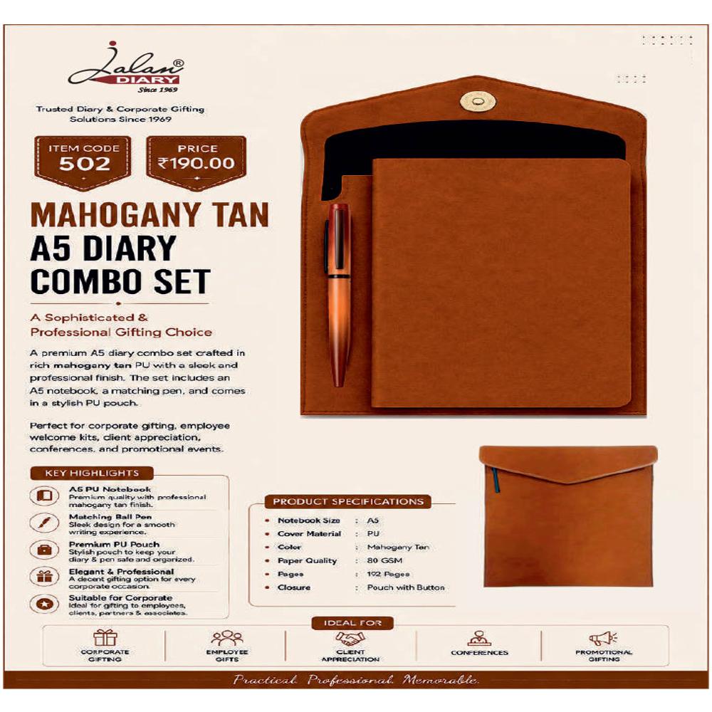 Jalan Item Code -502 Mahogany Tan A5 Diary Combo Set