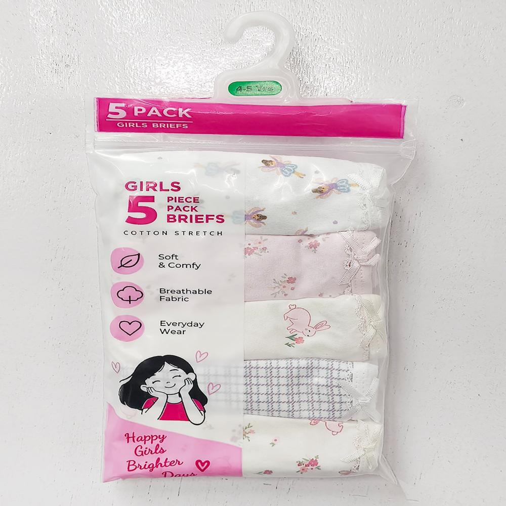 G22328 Girls Printed 5 Pack Stretch Briefs