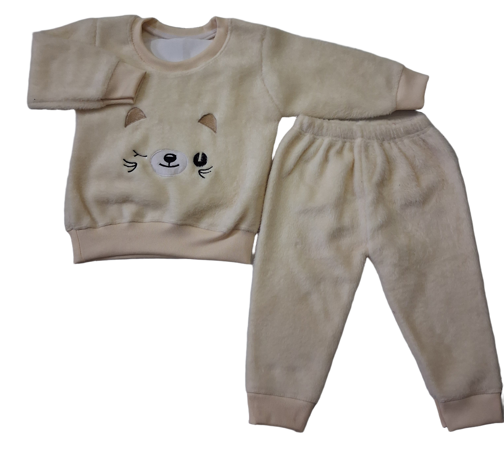 Kids Cream Color Sweatshirt And Jogger Set