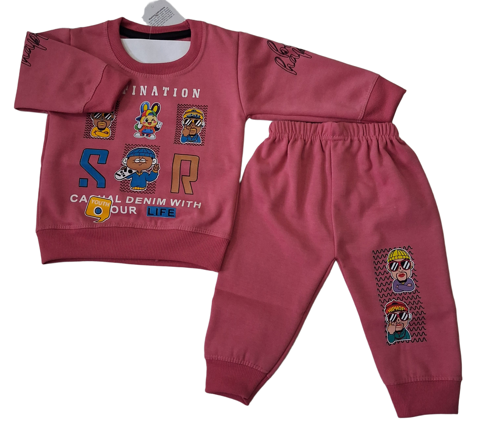 Kids Pink Sweatshirt And Jogger Set - Age Group: 2-8 Years