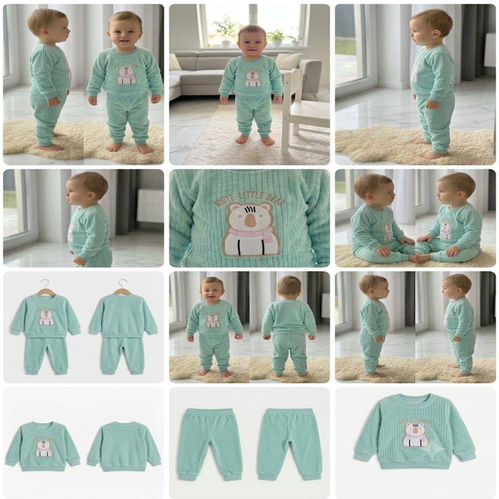 Kids Mint Green Sweatshirt And Jogger Set - Age Group: Infant