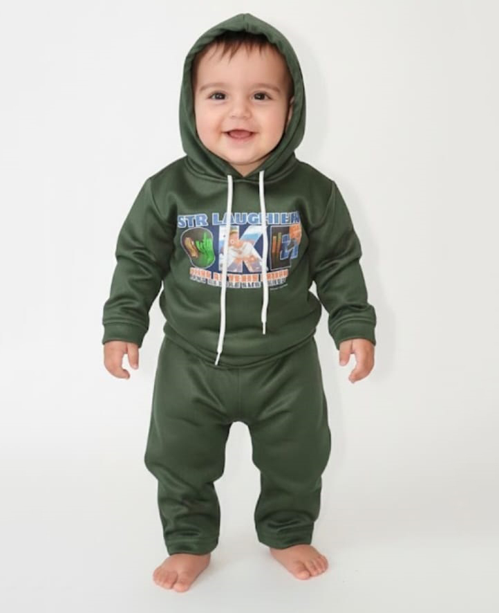 Light Green Full Sleeve Jogger Set - Age Group: Infants And Toddlers (0-3 Years)